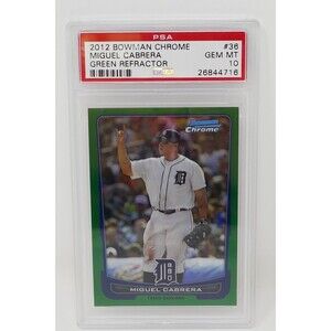 2012 Bowman Chrome #36 Miguel Cabrera Green Refractor 🔥PSA 10 GEM MINT🔥LOW POP